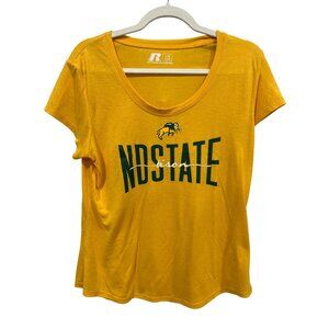 Russell ND State Bison Graphic T Shirt Womens Large Short Sleeve Yellow College
